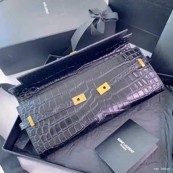 Repzbay REP MANHATTAN IN LEATHER YSL CLUTCH CROCODILE-EMBOSSED 0614